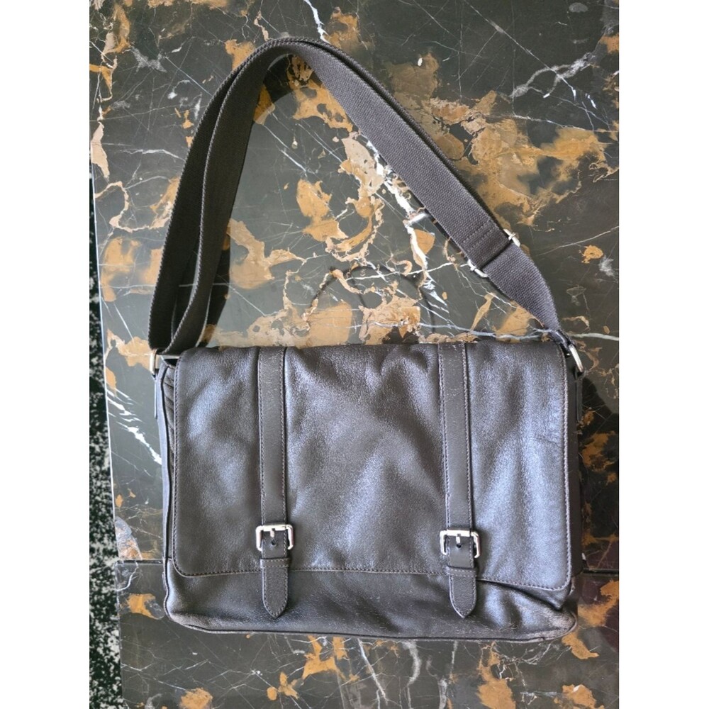 Cole Haan Brown Leather Distressed Messenger Crossbody Bag Work School 16x10x3